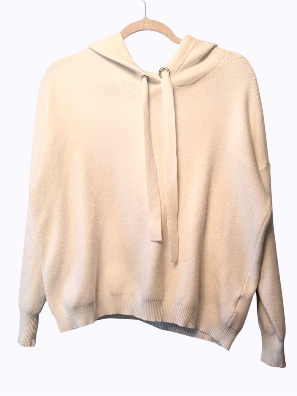 Philosophy Cream Hooded Knit Pullover Sweater